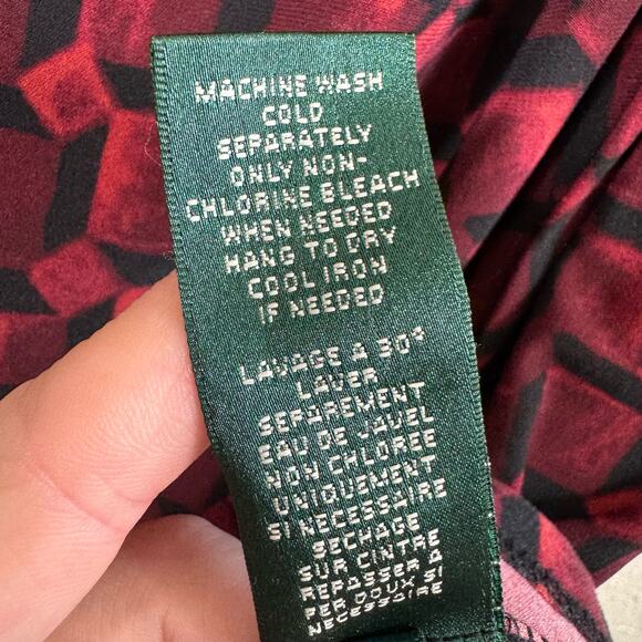 Lauren Ralph Lauren Red Black 3/4 Sleeve Faux Wrap Stretchy Jersey Knit Dress 4 - Picture 8 of 8